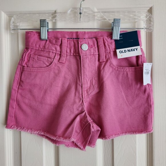 Old Navy Kids High-Rise Pink Denim Shorts 3" Inseam Size 7 NWT - Picture 1 of 6